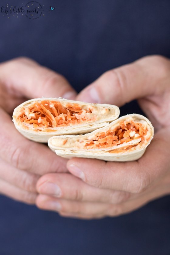 Shredded Carrot Roasted Garlic Hummus Wrap Life's Little Sweets
