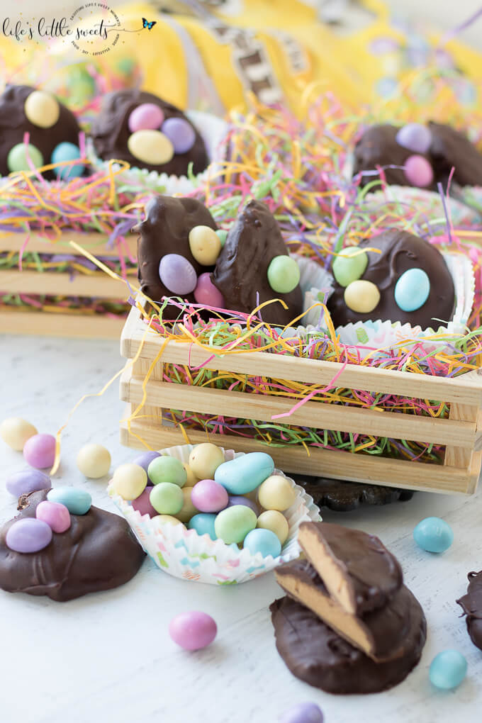 Chocolate Peanut Butter Eggs are a homemade, no bake, sweet, dessert candy and are perfect for Spring and Easter season! They are made with simple pantry staples and are decorated with M&M'S® Pastel Peanut Chocolate Candy from Sam's Club. Try this easy and fun recipe today! #SpringMoments #CollectiveBias #ad @mmschocolate @samsclub #chocolate #peanutbutter #Easter #Spring #candy #Springtime #Eastereggs #recipe #food #sweet #dessert