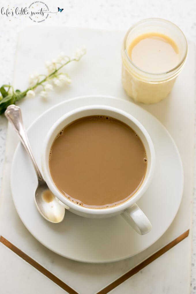 Sweetened Milk Coffee on a white surface