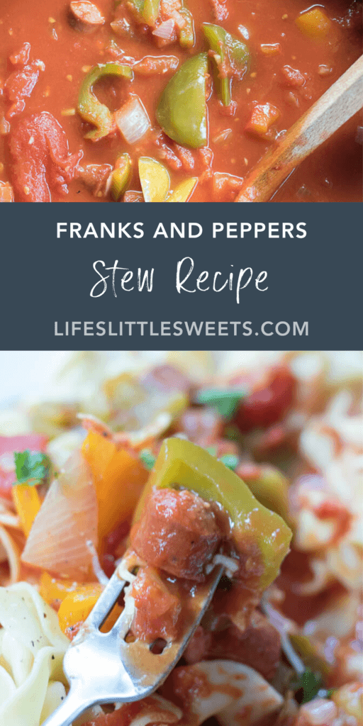 Franks and Peppers Stew Recipe with text overlay
