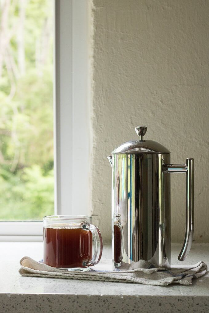 French Press Coffee - coffee made in a French press is fresh, with low acidity with a full-bodied flavor. #coffee #Kenyacoffee #Frenchpress #tutorial #coffeeculture #oneuponedown