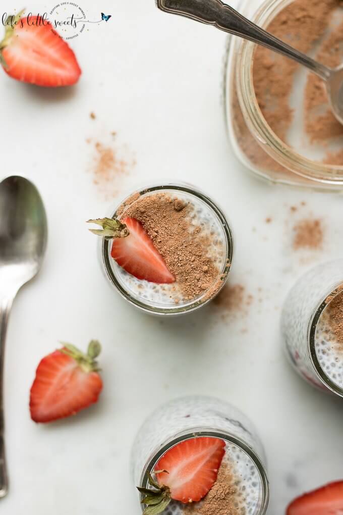This Chia Pudding is a nice way to start of the day for breakfast or as a delicious snack and it can easily be made to be vegan and gluten free. Customize it with your favorite berries and sweeten with maple syrup. (vegan option, paleo, gluten free, keto friendly) #chia #chiapudding #pudding #veganoption #keto #glutenfree #recipe #fruit #berries #strawberries #blackberries #milk