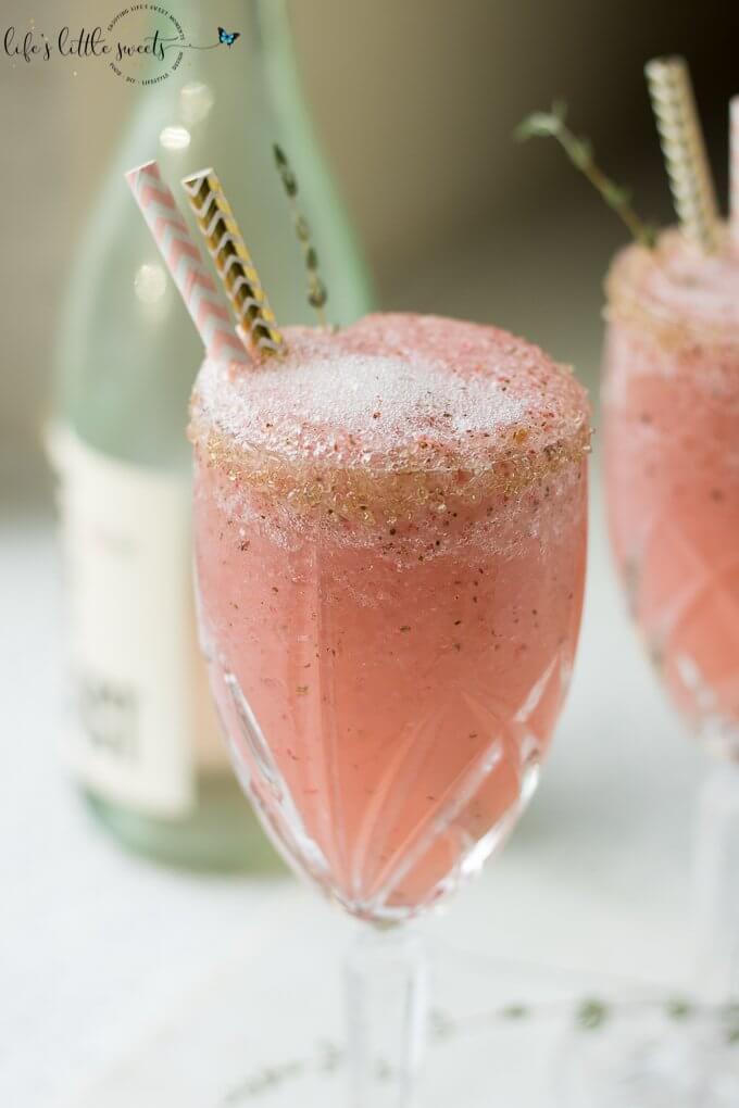 Frosé (Frozen Rosé Wine) - Treat yourself to this frozen Rosé wine recipe complete with fresh mint, fresh squeezed lemon juice, blended with crushed ice. #rose #wine #slush #mint #lemonjuice #ice #cocktail #sweet