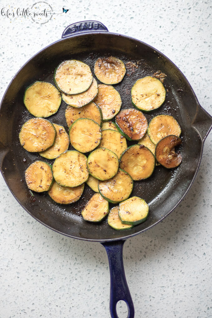 Curry Zucchini is delicious way to change up the way you serve up zucchini; try this savory, sauteed zucchini side dish when the zucchini is abundant this season. #zucchiniseason #zucchini #curry #curryzucchini #savory #vegan #glutenfree #oliveoil #koshersalt