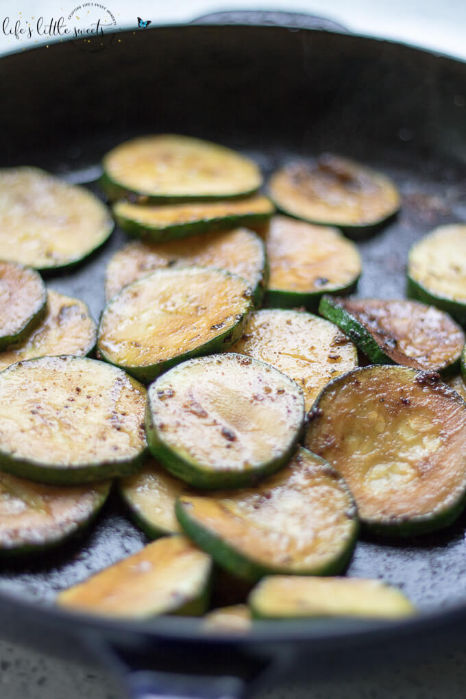 Curry Zucchini is delicious way to change up the way you serve up zucchini; try this savory, sauteed zucchini side dish when the zucchini is abundant this season. #zucchiniseason #zucchini #curry #curryzucchini #savory #vegan #glutenfree #oliveoil #koshersalt