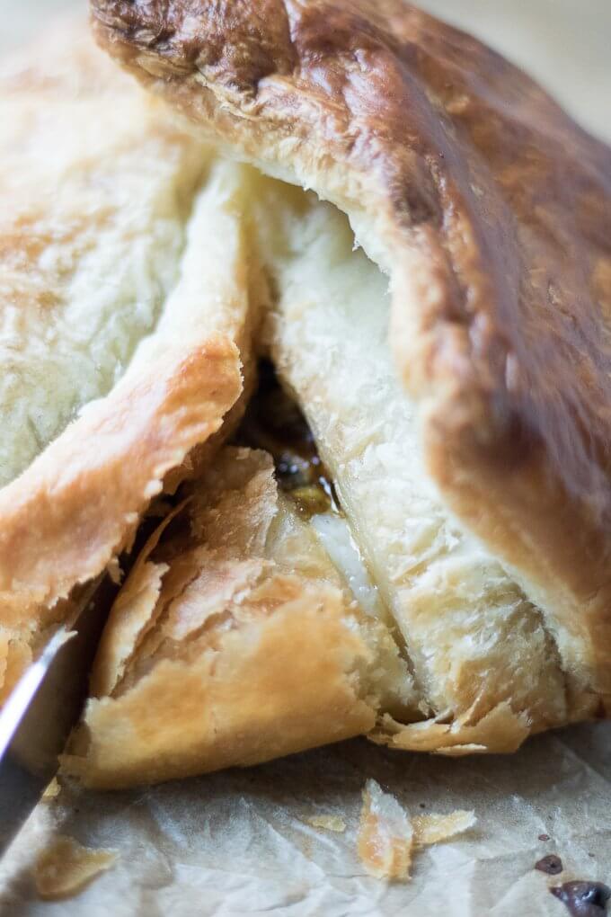 Cutting Puff Pastry Baked Brie