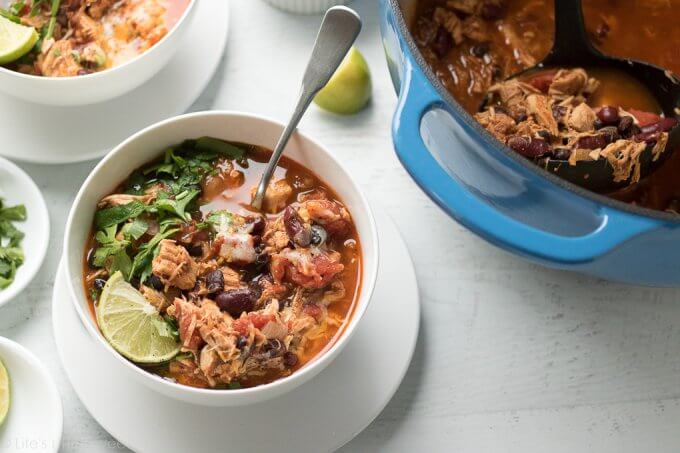 Chipotle Turkey Chili is savory, flavorful and so perfectly warming on a cold, Winter day. You can use up leftover turkey meat or substitute the same amount lean ground turkey. This recipe uses flavorful and smokey, TABASCO® Chipotle Pepper Sauce. #ad #FlavorYourWorld #CollectiveBias @TABASCO #chili #recipe #Chipotle #Tabasco 