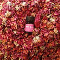 bMAKER Dried Rose Buds& Petals Red 1 Lb Food Grade Edible | Best for Tea, Baking, Making Rose Water, Crafting | Included Sample Bottle of Rose Absolute Essential Oil