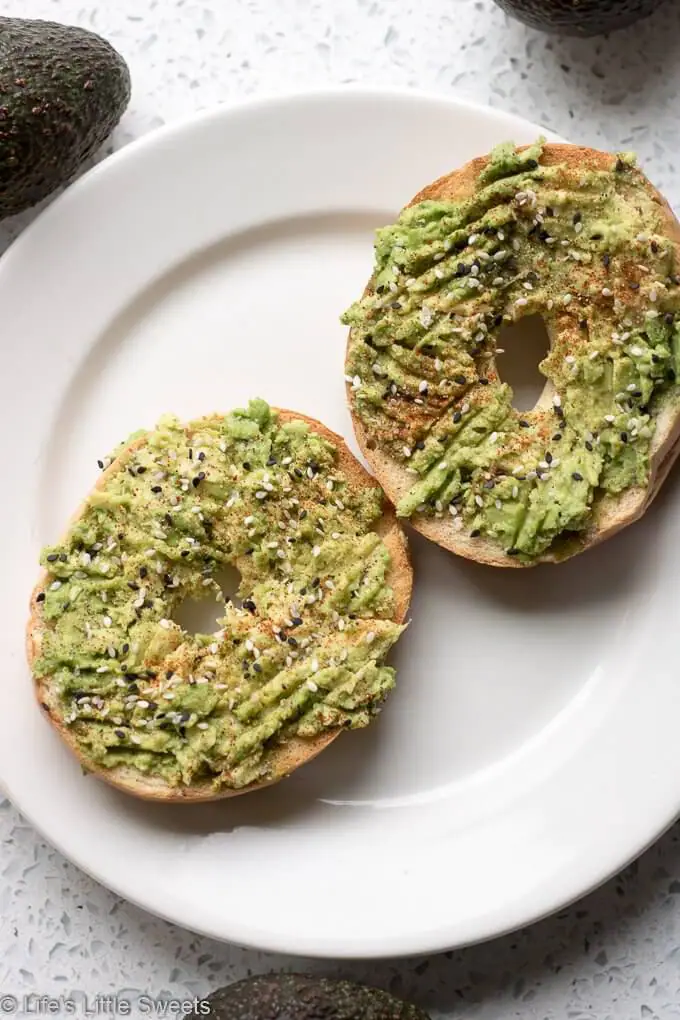 Avocado Bagel Toast on a plate