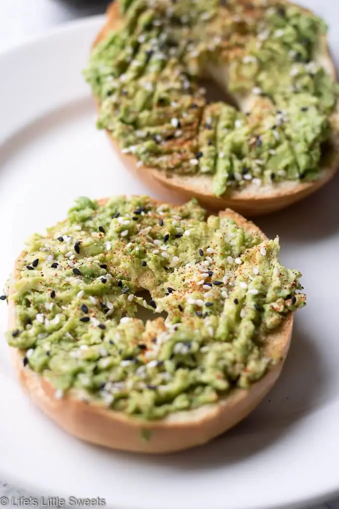 Avocado Bagel Toast on a plate