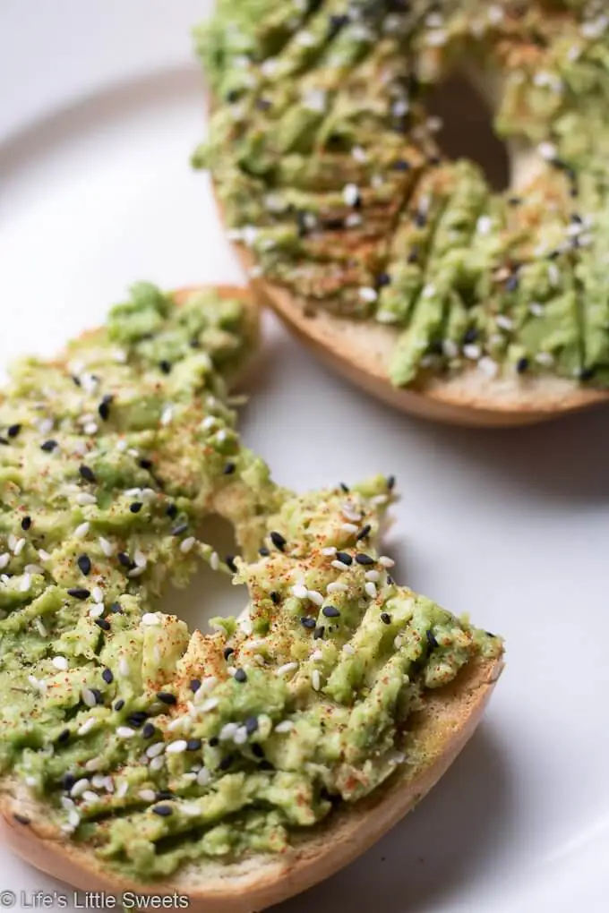 Avocado Bagel Toast partially eaten