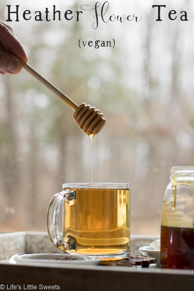 This Heather Flower Tea is a hot, strong herbal drink that helps sooth a cough, cold, congestion. Here is a tutorial on How to make Heather Tea to help get you through Wintertime or any time you are in need of restoration. #heatherflowers #heather #tea #remedy #tutorial #flowertea #coldremedy #glutenfree #hotdrink #drink #vegan #vegetarian