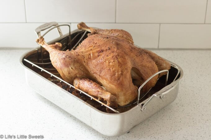 How to Roast a Turkey - a turkey in a roasting pan in a white kitchen