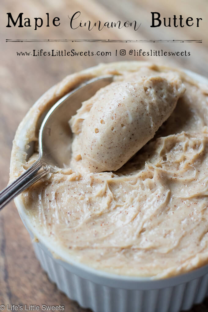 Maple Cinnamon Butter is a sweet and delicious butter recipe that is perfect for having on muffins, toast, popovers, bread or just about anything you imagine. It only takes a few minutes and 4 simple ingredients to make this maple-cinnamon scented butter. #butter #maplesyrup #cinnamon #brownsugar #unsaltedbutter #recipe 
