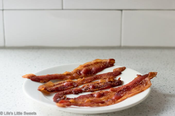 Bacon on a plate in a white kitchen