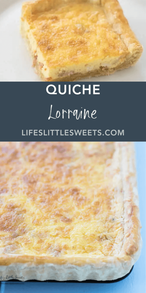 quiche lorraine with text overlay