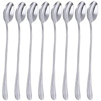 Long Handle Spoon, MCIRCO Stainless Steel Spoon Set Mixing Spoon Ice Cream Spoon Long Spoon Iced Tea Spoon Coffee Spoon Dessert Spoon Milkshake Spoon,Set of 8(Ice spoon)