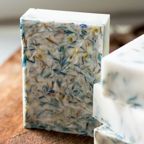 How to Make Cornflower Rose Shea Butter Soap lifeslittlesweets.com