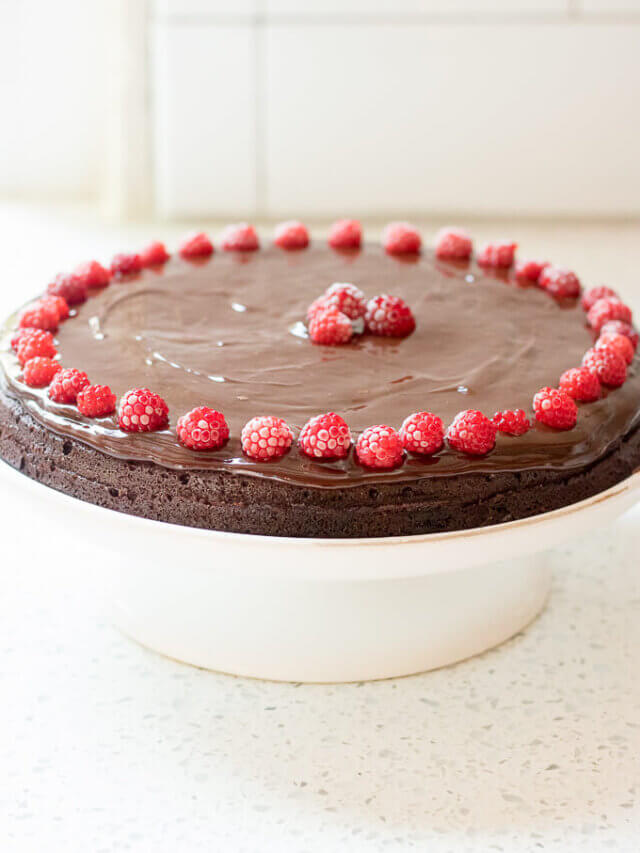 Flourless Chocolate Cake with Wineberries Story