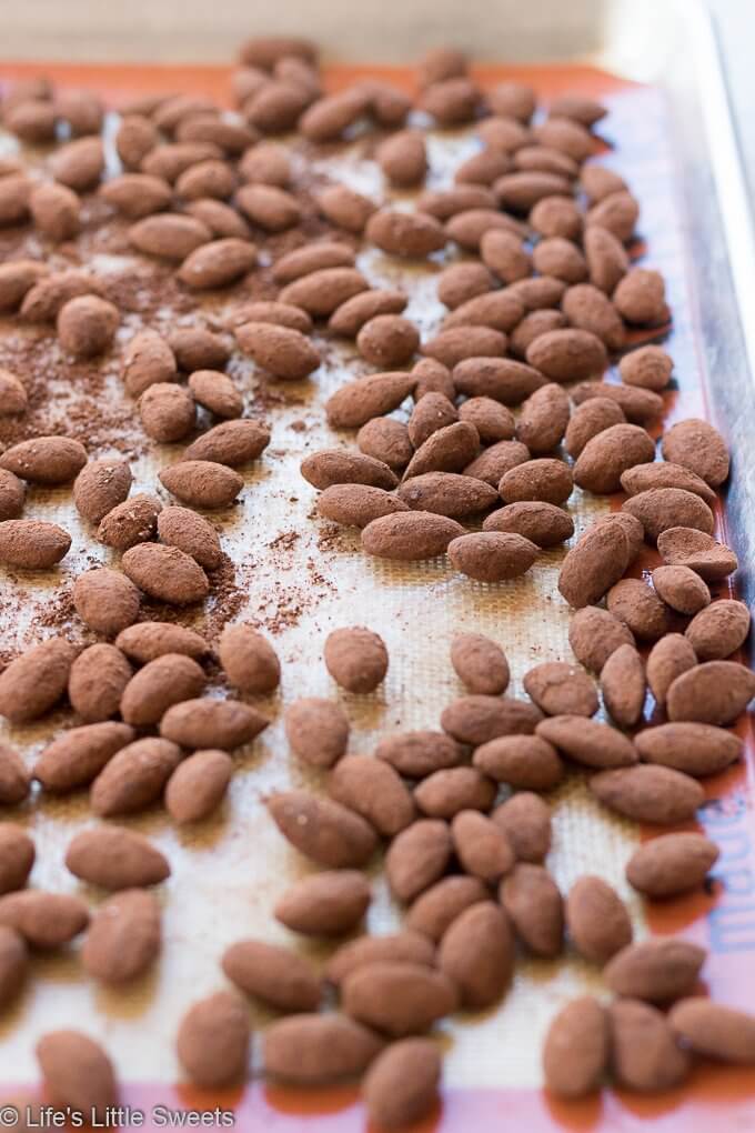 Cocoa Almonds on a baking mat
