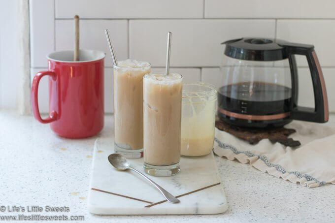 Iced Coffee in glasses on the kitchen counter lifeslittlesweets.com