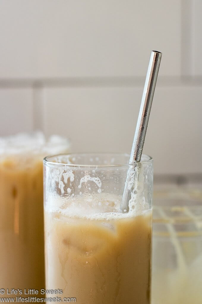 some Sweetened Condensed Milk Iced Coffee with a stainless steel straw lifeslittlesweets.com
