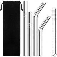 SENHAI Set of 8 Stainless Steel Straws for 30oz 20oz Tumblers Cups Mugs, Metal Drinking Straw with Cleaning Brush for 30 20 Ounce Yeti Rambler Rtic Ozark Trail