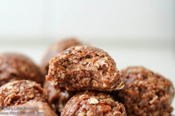 No Bake Chocolate Chip Peanut Butter Coconut Oatmeal Cookies lifeslittlesweets.com