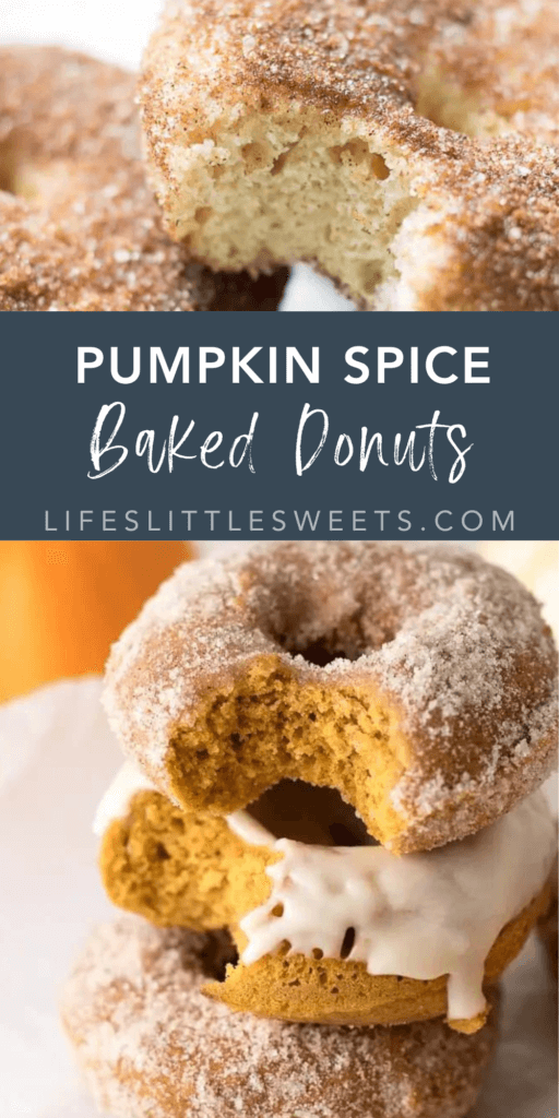 pumpkin spice baked donuts with text overlay