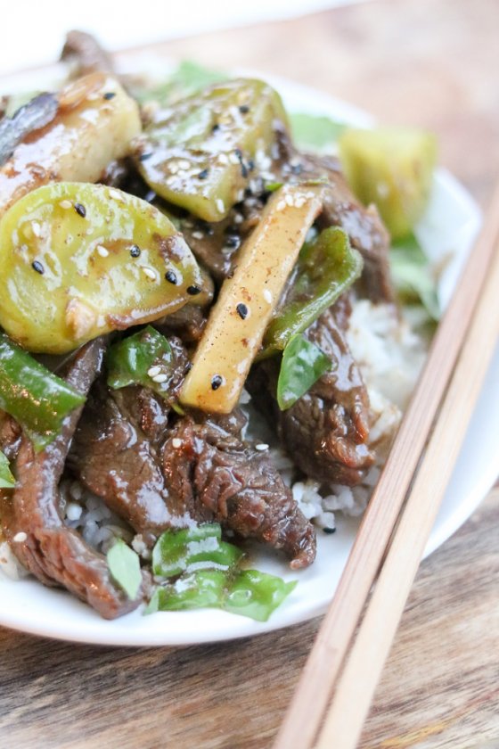 Green Tomato and Beef Stir Fry for SoFabFood Life's Little Sweets