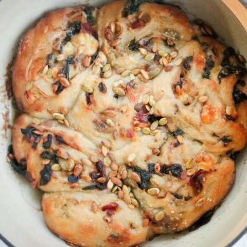 No Knead Spinach Pear Onion Cheese Savory Rolls lifeslittlesweets.com