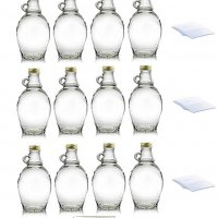 Premium Vials, 8 Ounce, 12 Pack, Empty Glass Syrup Bottles For Canning, with Metal Lids, Glass Maple Syrup Bottles (12 Pack with Shrink Wrap)