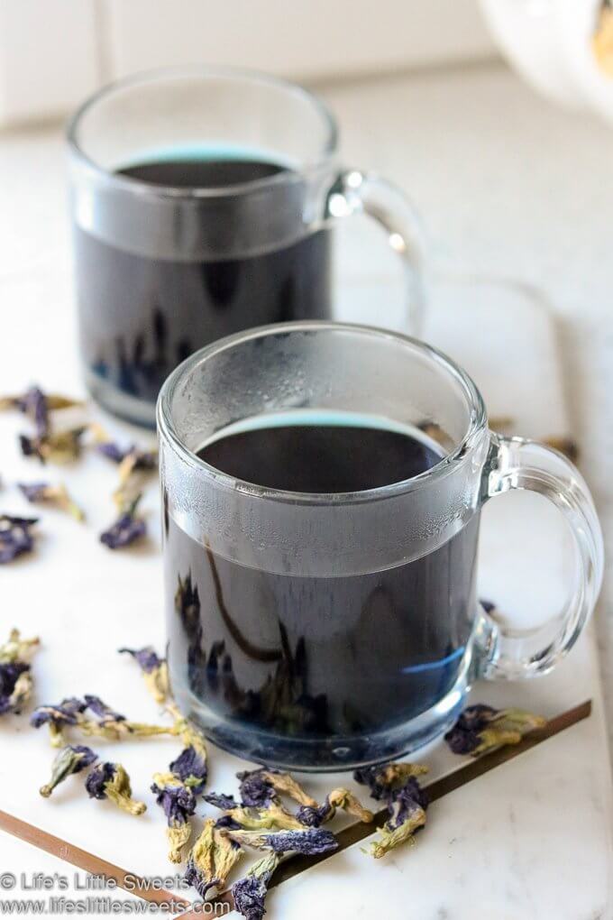 hot steamy Blue Butterfly Pea Flower Tea Latte 