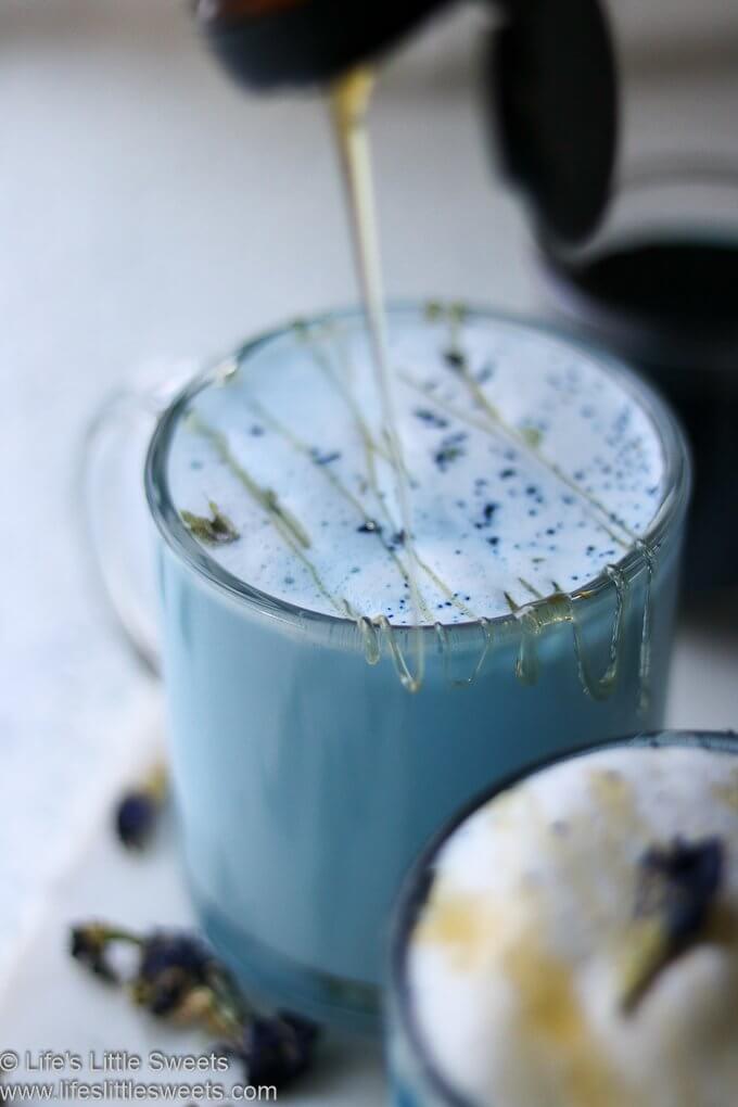 honey drizzle Blue Butterfly Pea Flower Tea Latte 