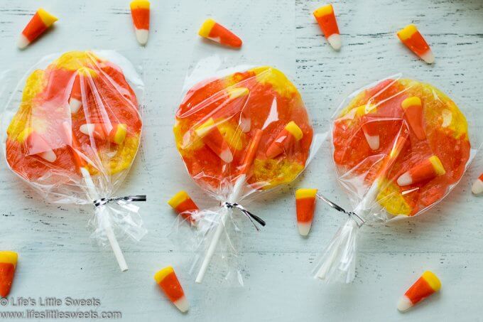 Candy Corn Lollipops lifeslittlesweets.com