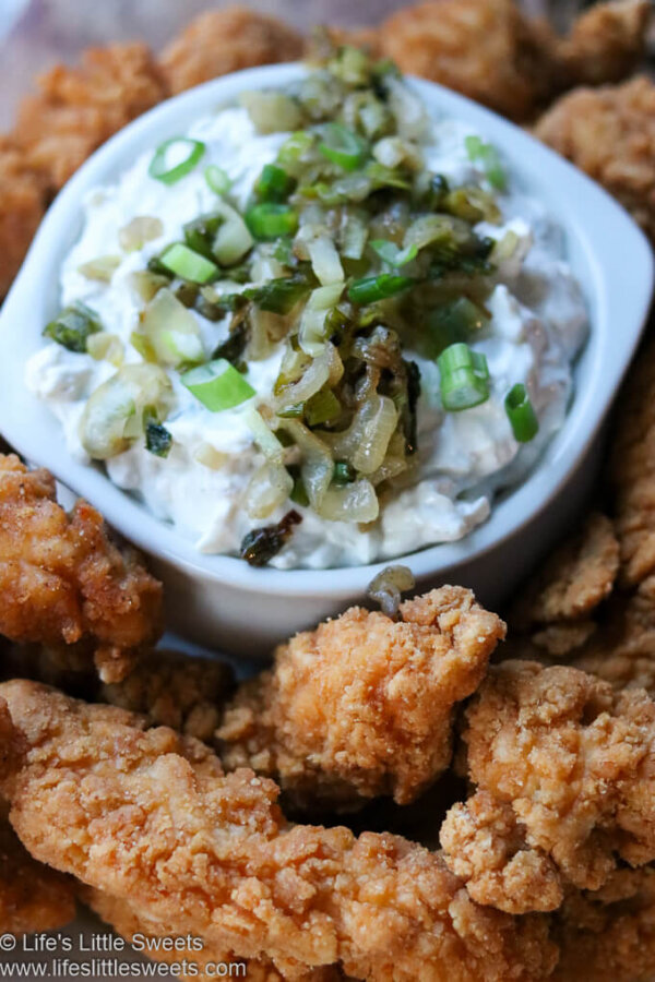 Bacon Cheddar Ranch Onion Dip with Tyson® Crispy Chicken Strips