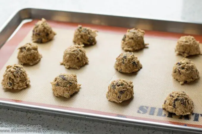 Oatmeal Raisin Cranberry Cookies dough balls ready to bake