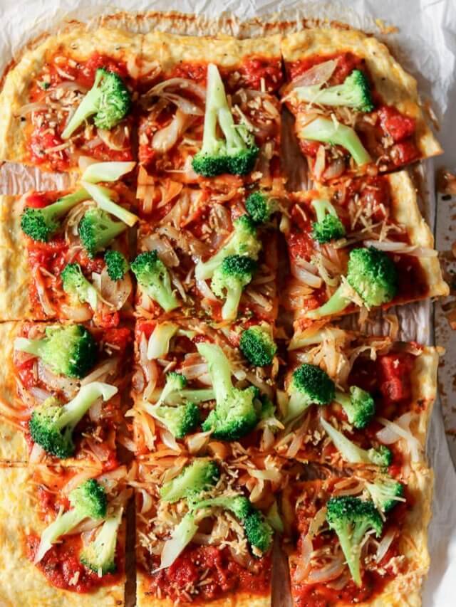 Broccoli Garlic Onion Chicken Crust Pizza Story