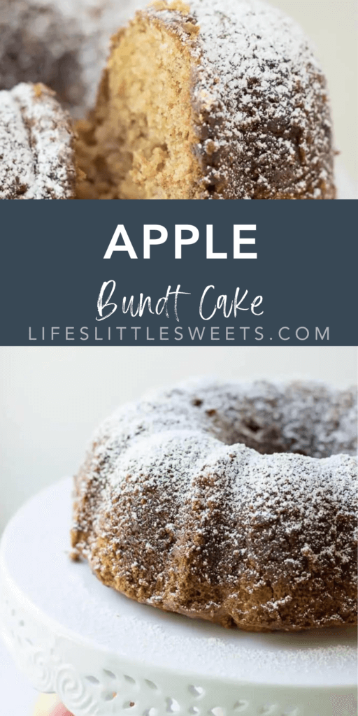 apple bundt cake with text overlay