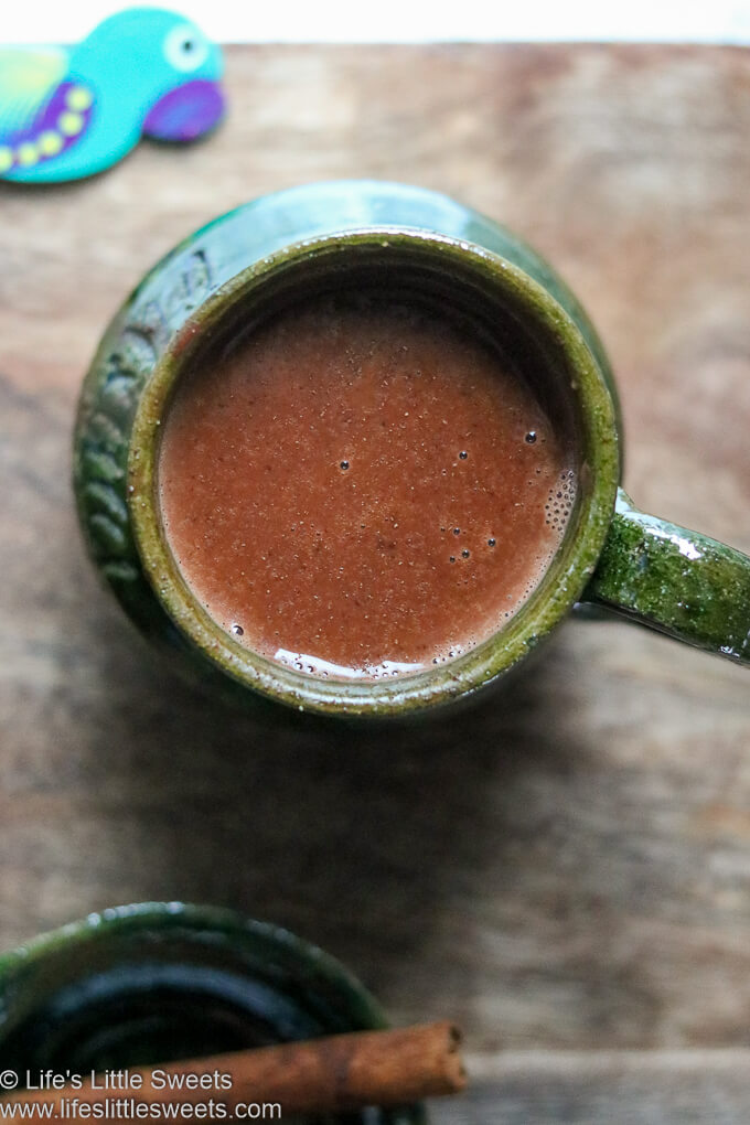 Mexican Hot Chocolate in a green mug www.lifeslittlesweets.com