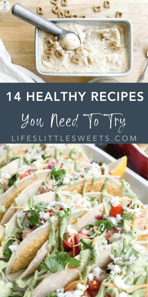 14 healthy recipes with text overlay