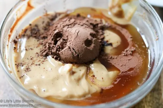 cocoa powder, honey and peanut butter in a small mixing bowl