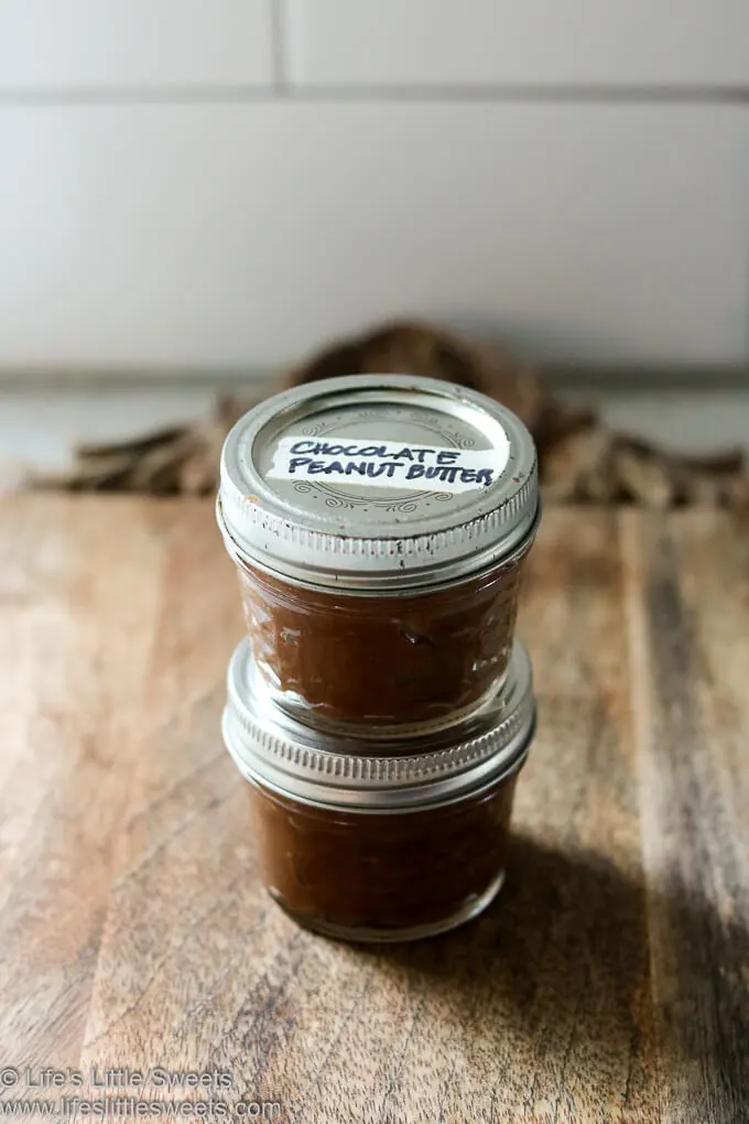 Chocolate Peanut Butter in 2 mason jars stacked