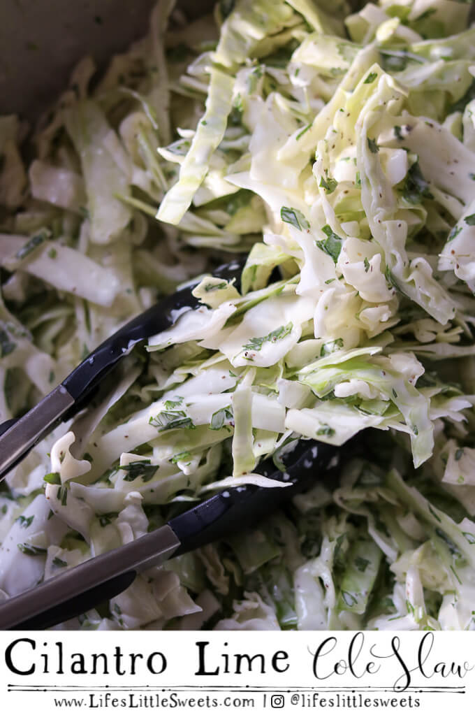 Cilantro Lime Cole Slaw up close with text