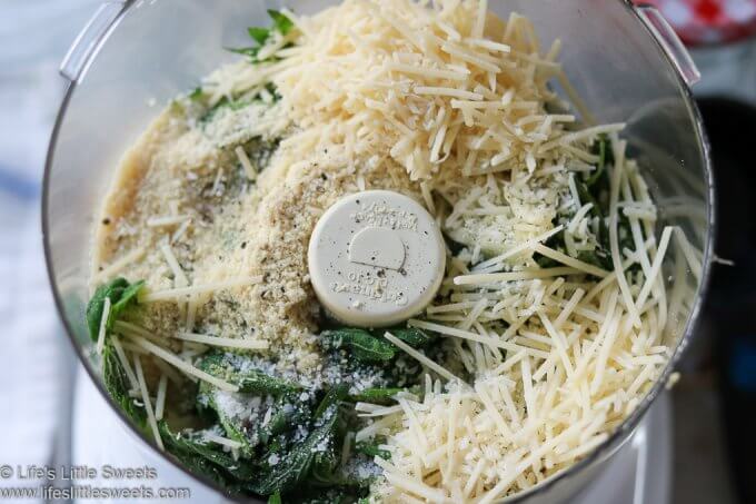 ingredients for Nettle Pesto Recipe in a food processor