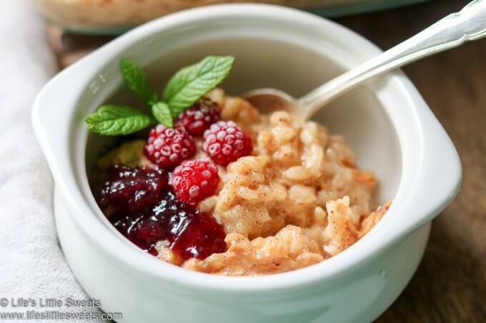 Rice Pudding Recipe in a white bowl