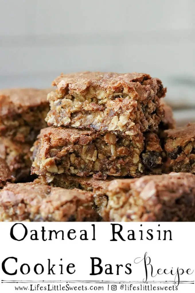 Oatmeal Raisin Cookie Bars in a stack on a plate