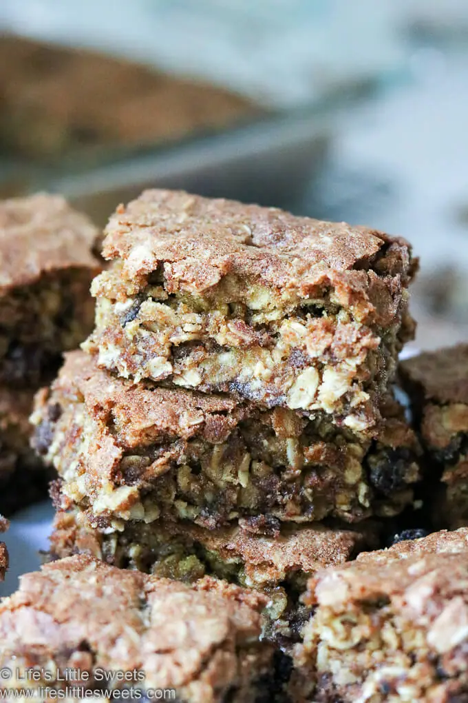 Oatmeal Raisin Cookie Bars in a stack