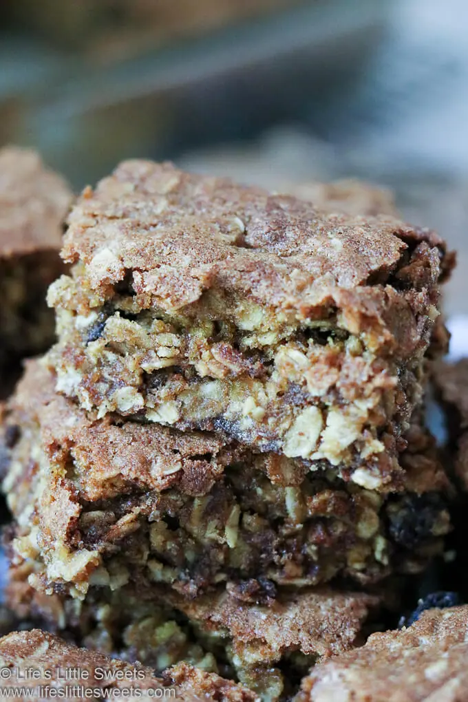 Oatmeal Raisin Cookie Bars in a stack