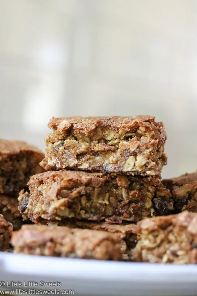 Oatmeal Raisin Cookie Bars on a plate